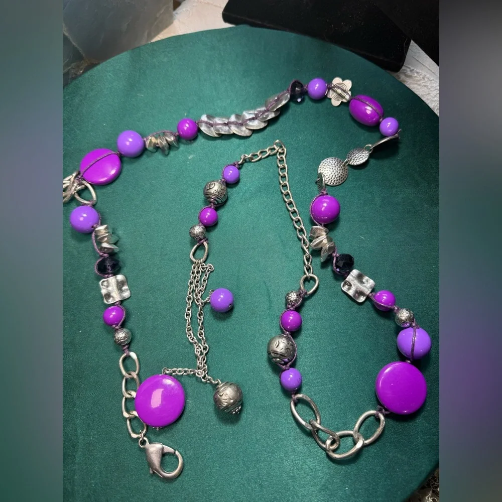 Purple and Silver‎ Beaded Belt 42’ inches Long.